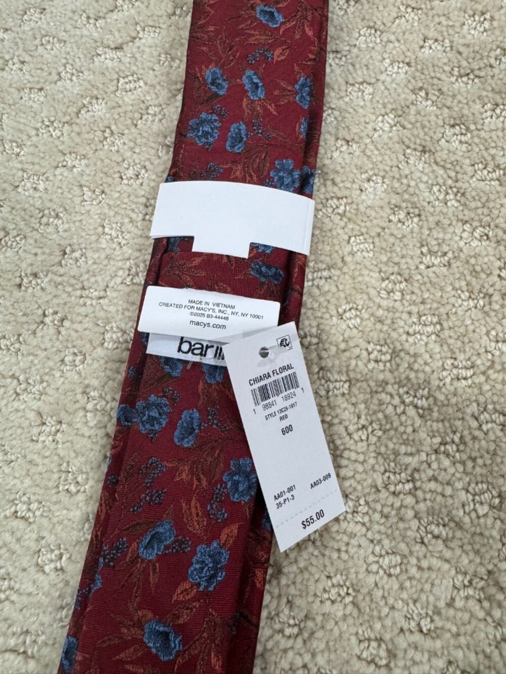 Bar III Chiara Floral Red Floral Necktie NWT